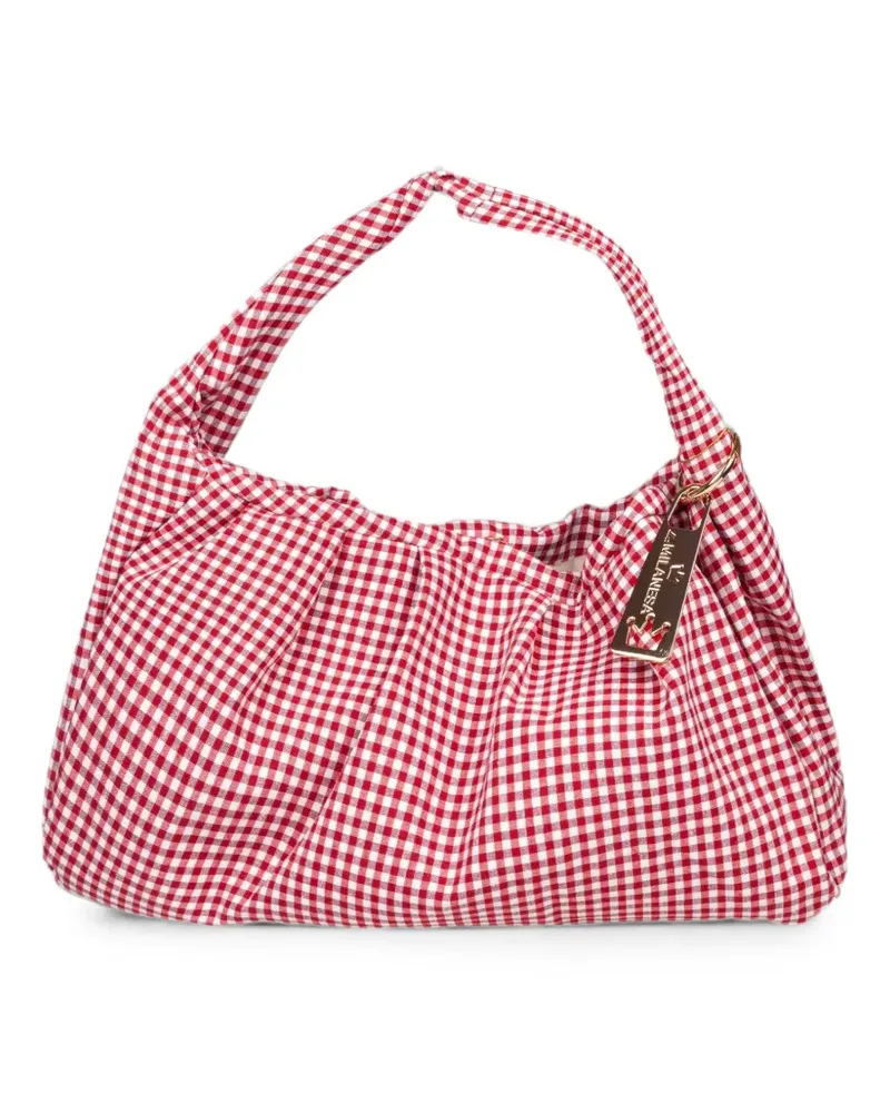 La Milanesa large Aralia gingham-print shoulder bag - Rot Rot