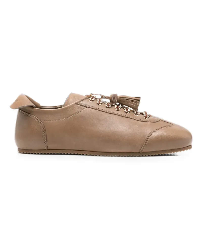 Fabiana Filippi tassel-detail lace-up sneakers - Braun Braun