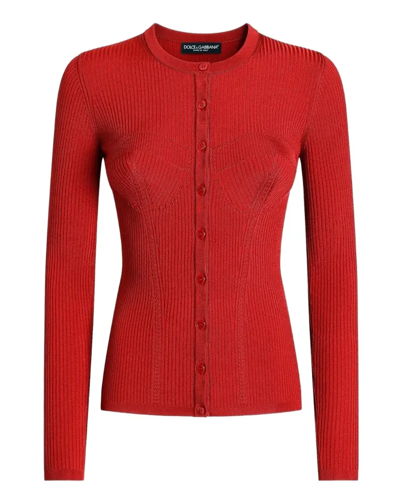 Dolce & Gabbana Gerippte Strickjacke aus Viskose - Rot Rot