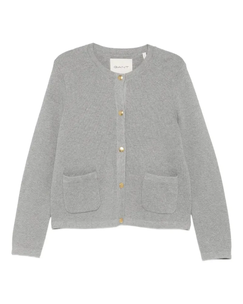 Gant Geknöpfter Cardigan mit aufgesetzten Taschen - Grau Grau
