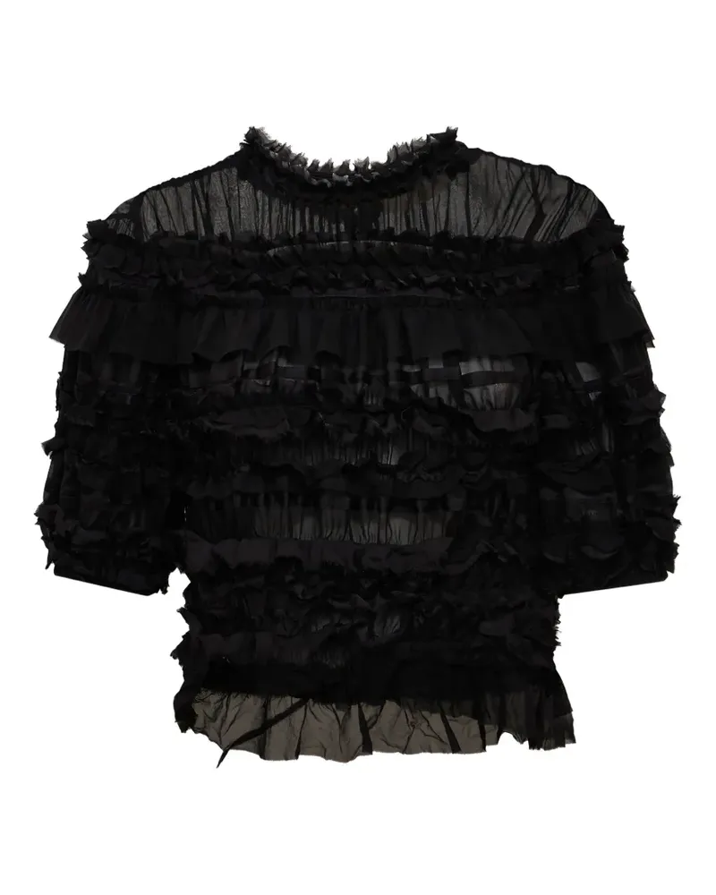 Ulla Johnson Mabel ruffled silk top - Schwarz Schwarz