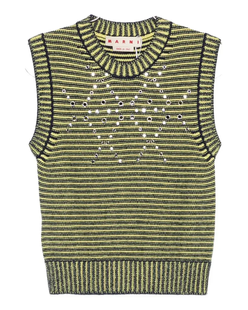 Marni eyelet-embellished striped sweater - Gelb Gelb