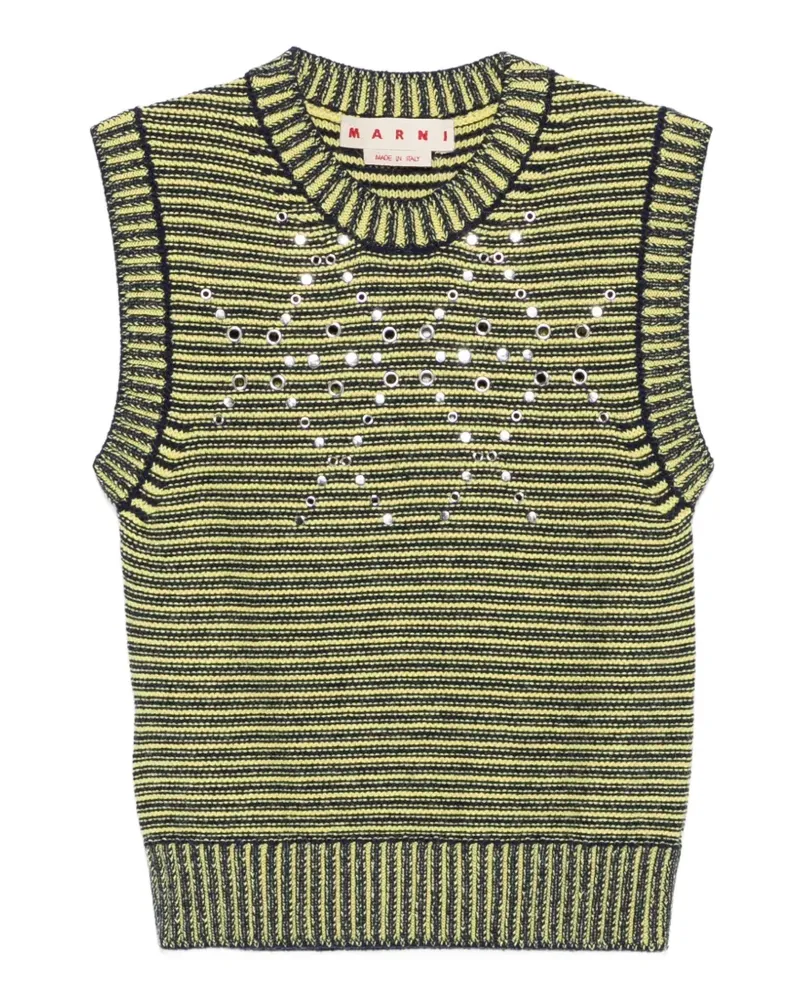 Marni Gestreifter Pullover mit Ösen - Gelb Gelb