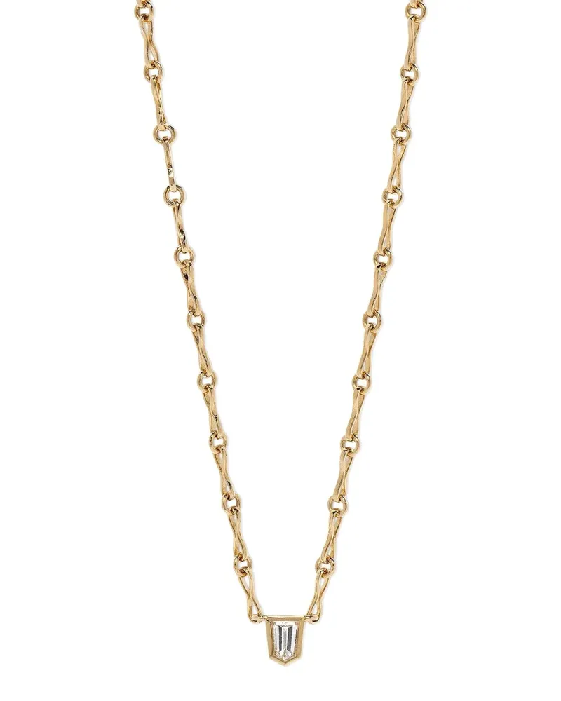 AZLEE Bullet Halskette mit Diamant - Gold Gold