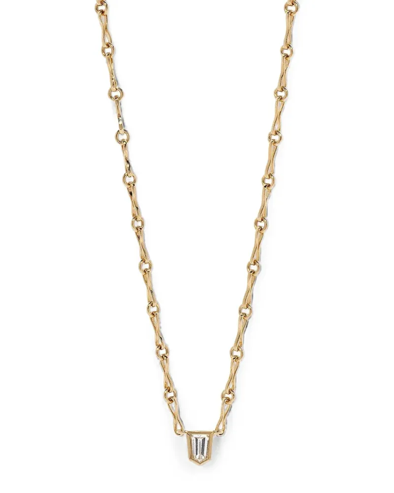 AZLEE Bullet Halskette mit Diamant - Gold Gold