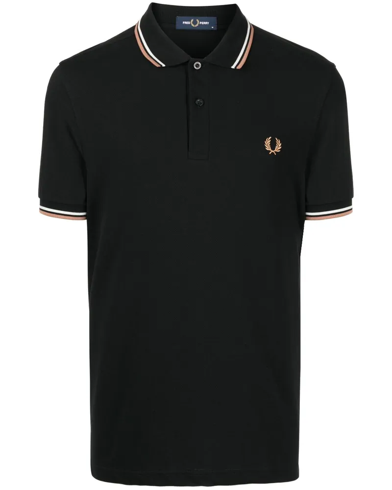 Fred Perry Poloshirt mit Logo-Stickerei - Schwarz Schwarz