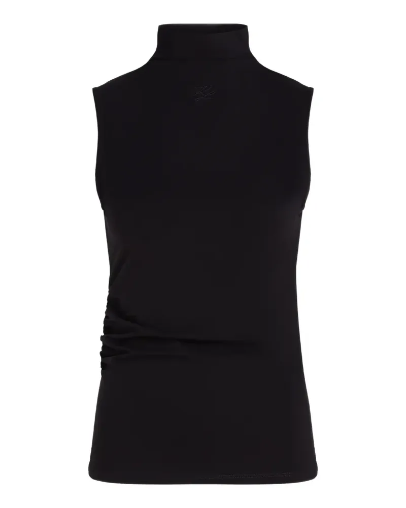 Karl Lagerfeld Cropped-Top mit Stehkragen - Schwarz Schwarz