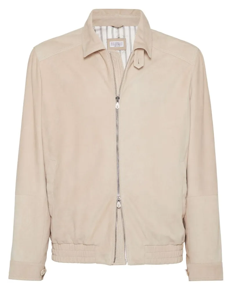 Brunello Cucinelli Bomberjacke aus Leder Nude