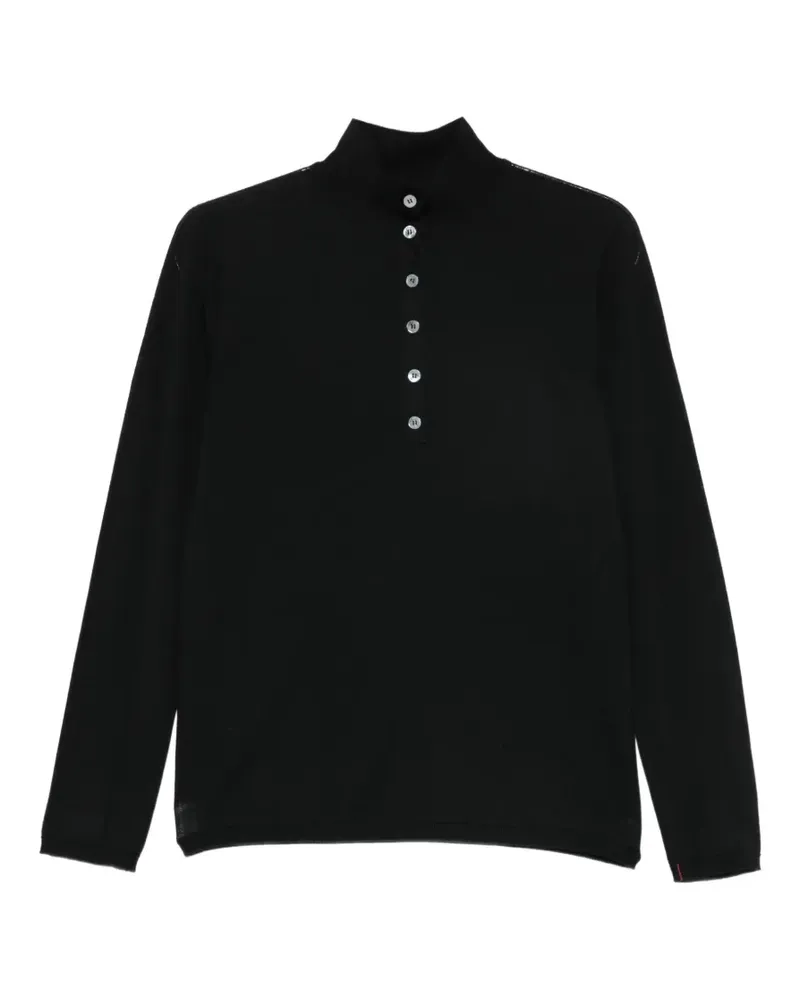 Liviana Conti Pullover mit Stehkragen und Knöpfen - Schwarz Schwarz