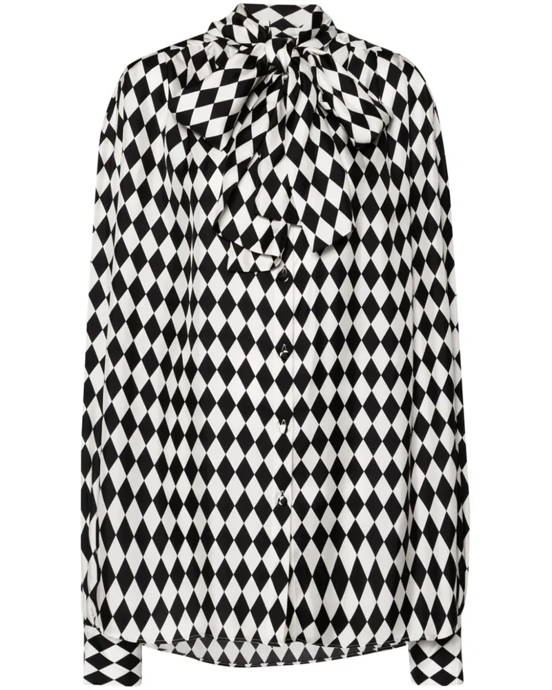 Balmain Geometrisch gemustertes Seidenhemd - Weiß Weiß