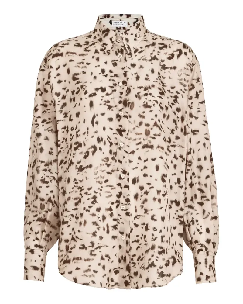 Brunello Cucinelli Monili-Shirt mit Luchs-Print - Nude Nude