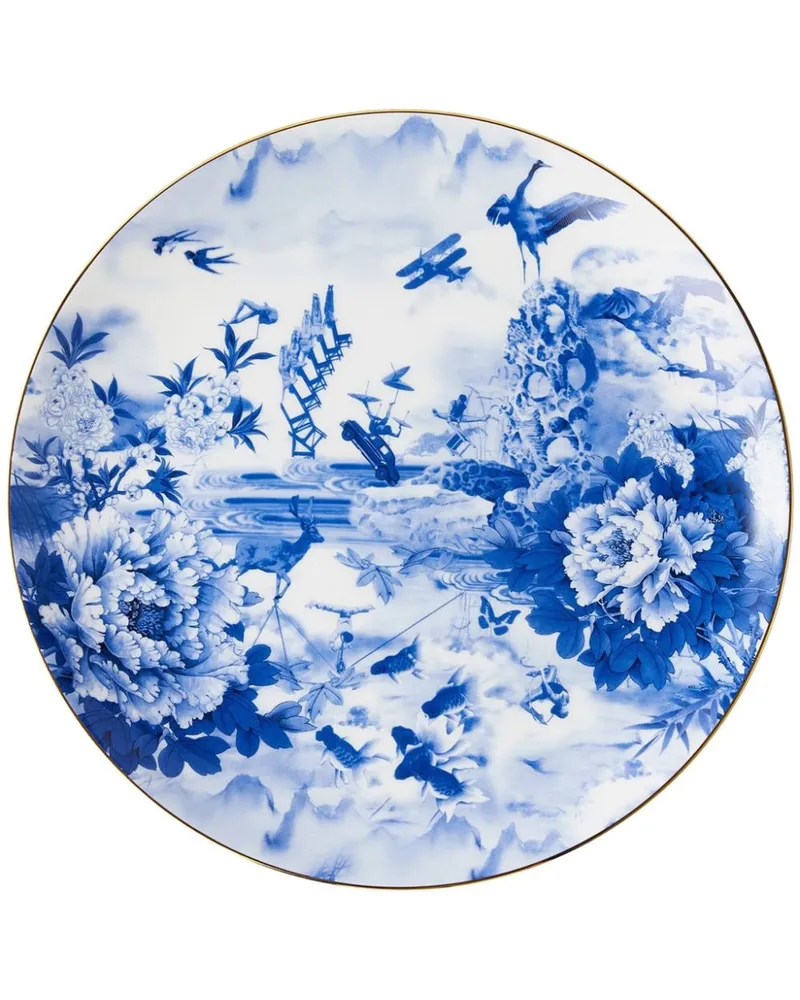 Shanghai Tang x Jacky Tsai großer Peony Teller - Blau Blau