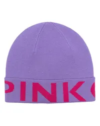 Pinko Beanie mit Intarsien-Logo Violett