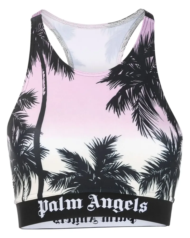 Palm Angels Cropped-Top mit Palmen-Print - Violett Violett