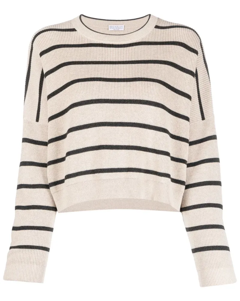 Brunello Cucinelli Gestreifter Pullover - Nude Nude