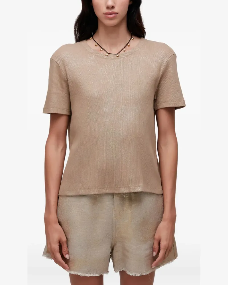 Osklen Geripptes T-Shirt im Metallic-Look - Braun Braun