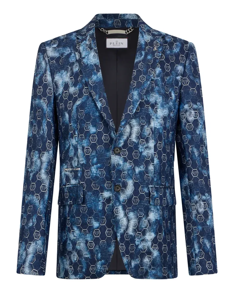 Philipp Plein jacquard-monogram blazer - Blau Blau
