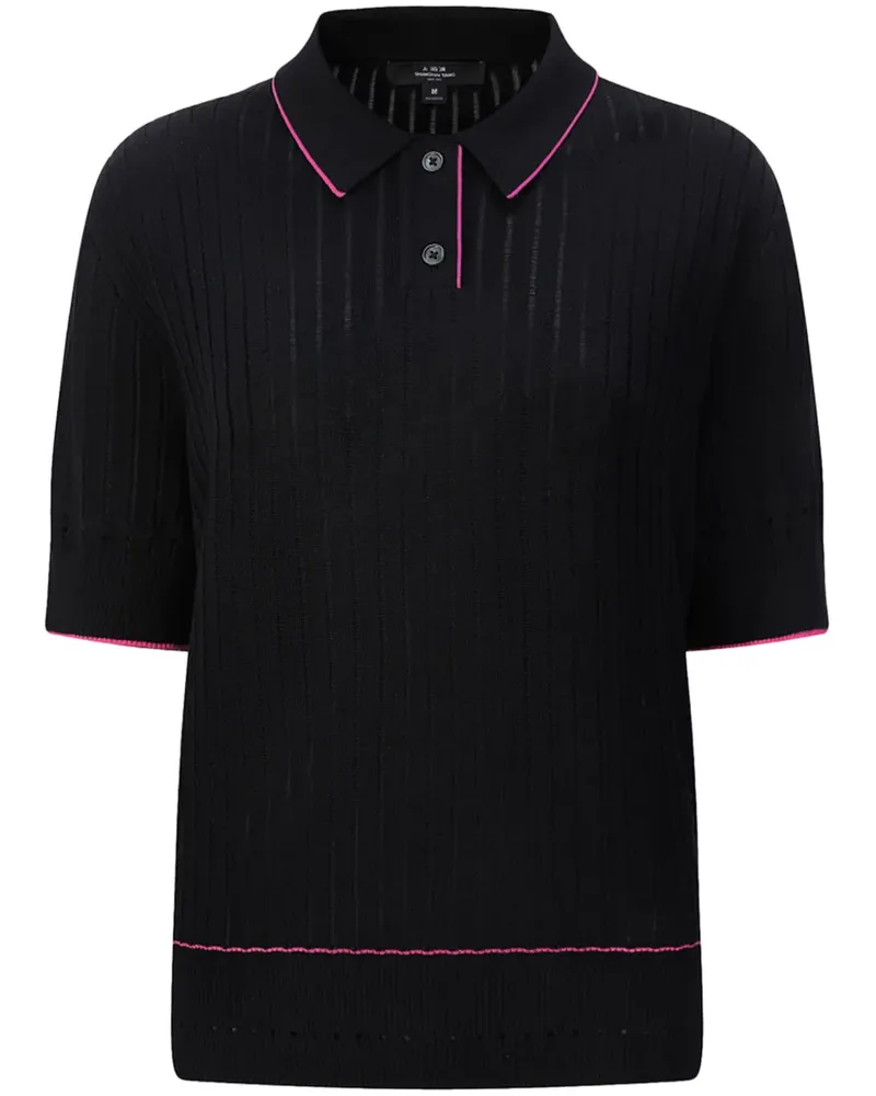 Shanghai Tang Geripptes Poloshirt - Schwarz Schwarz