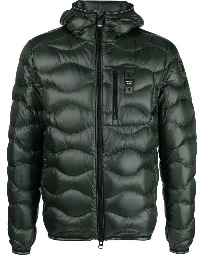 Blauer Gesteppte Daunenjacke - Grün Grün