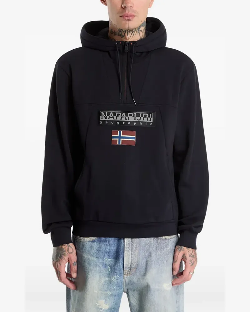 Napapijri Burger Hoodie mit kurzem Reißverschluss - Schwarz Schwarz