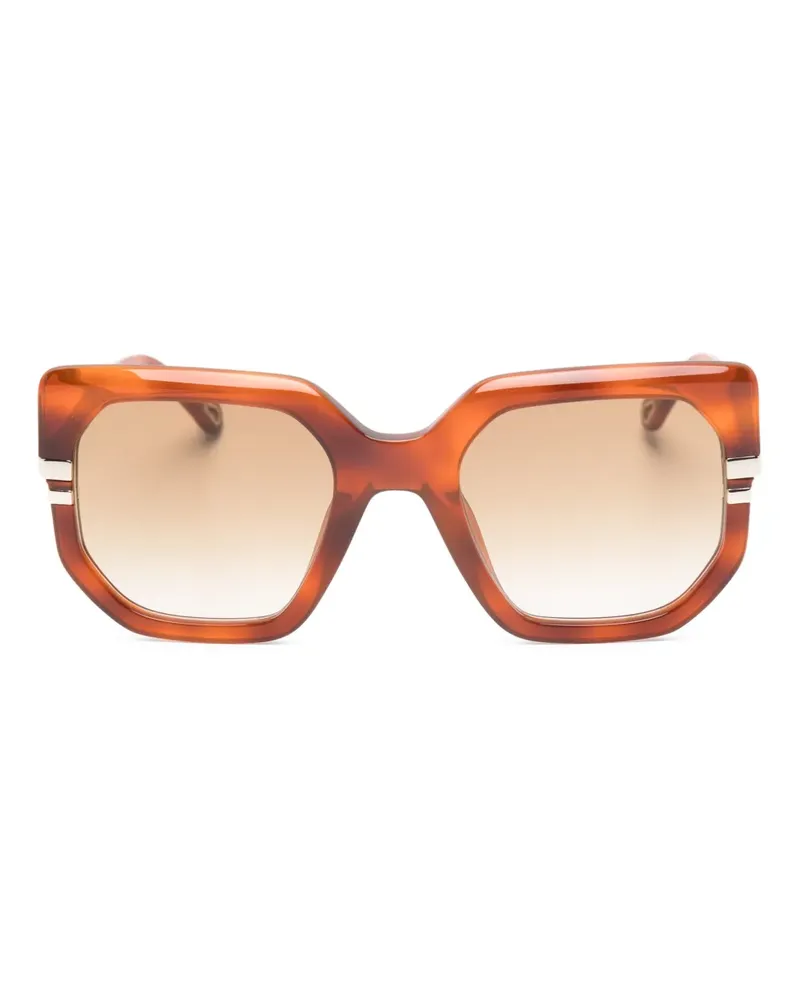 Chloé Sonnenbrille mit geometrischem Gestell - Braun Braun