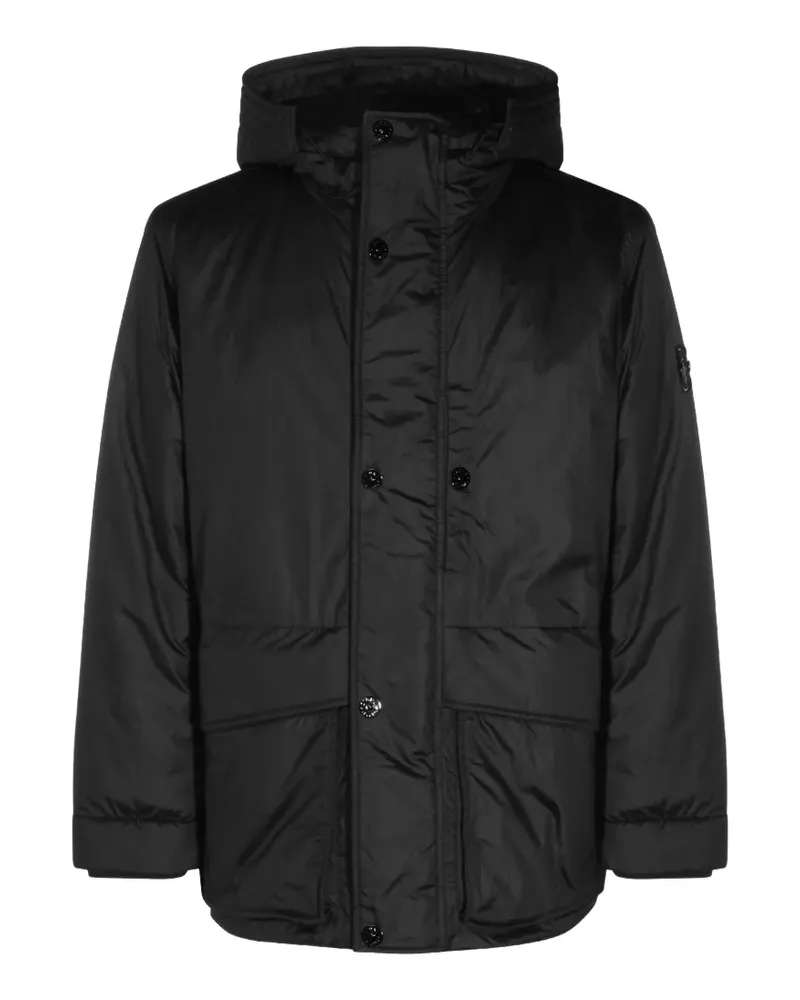 Stone Island hooded button-up coat - Schwarz Schwarz