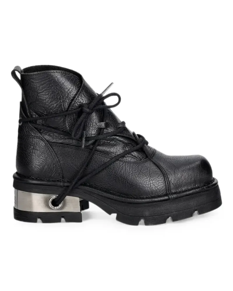 New Rock Plateau-Stiefel im Metallic-Look - Schwarz Schwarz