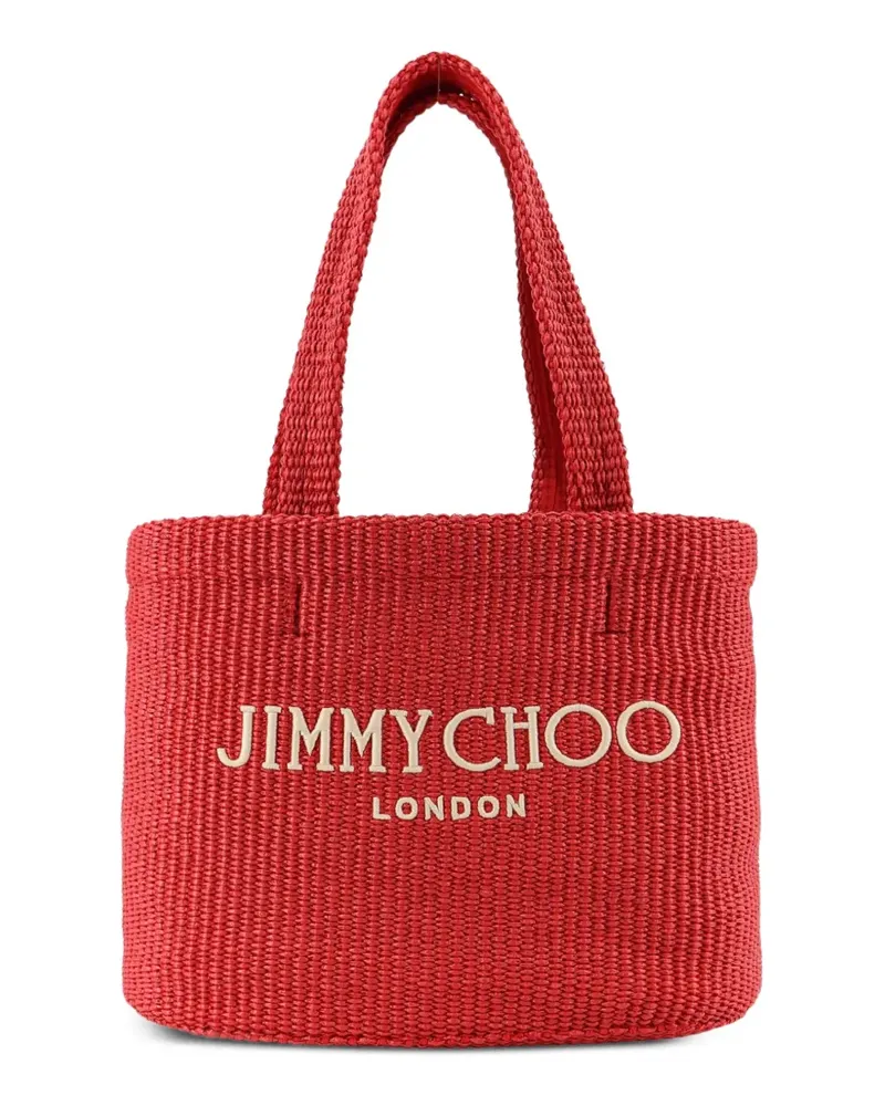 Jimmy Choo embroidered woven tote bag - Rot Rot