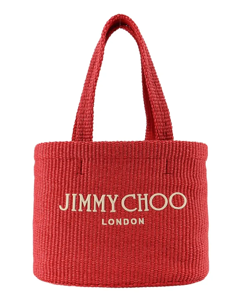Jimmy Choo embroidered woven tote bag - Rot Rot