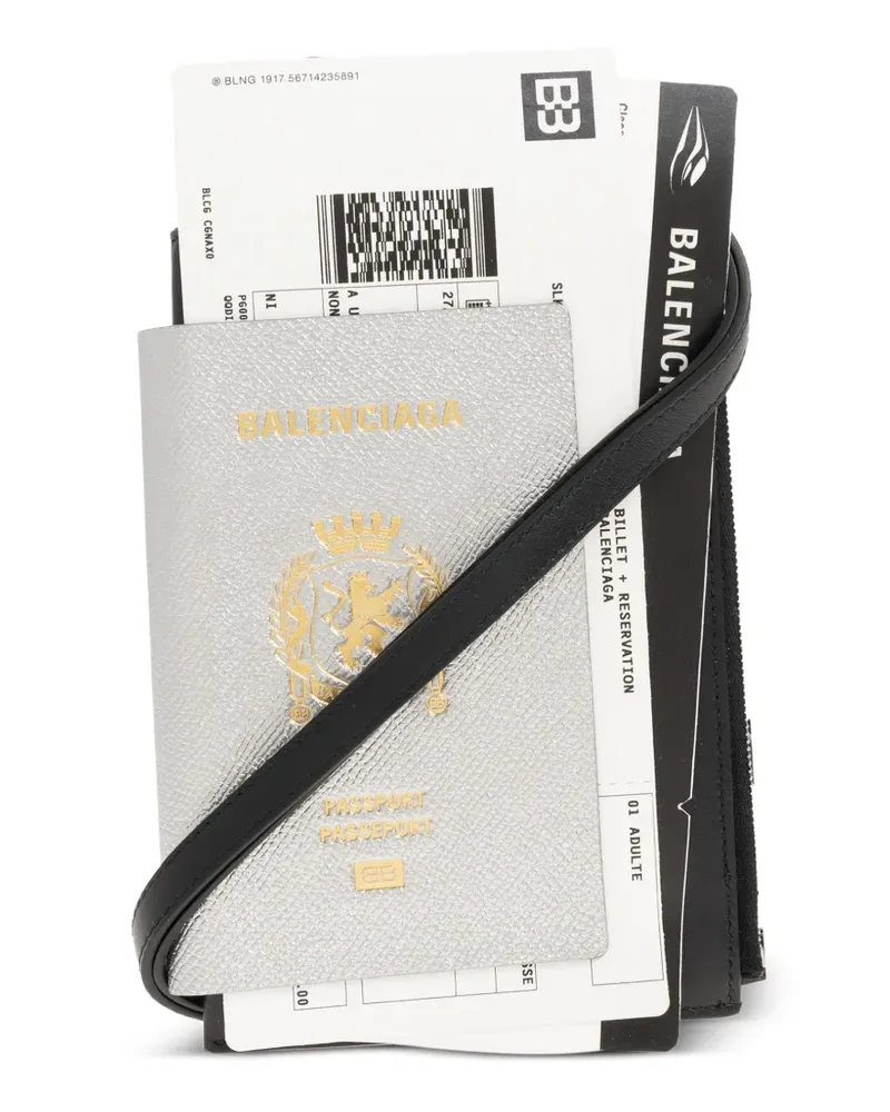 Balenciaga Passport Handyhülle aus Leder - Silber Silber