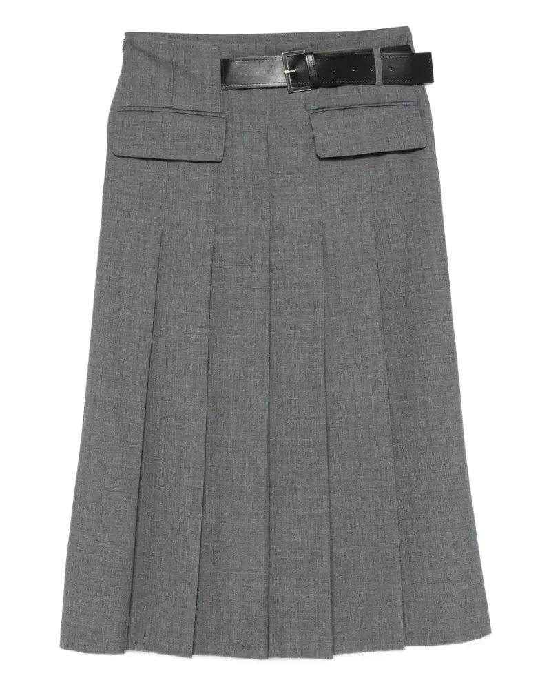 Semicouture Faltenrock mit Gürtel - Grau Grau
