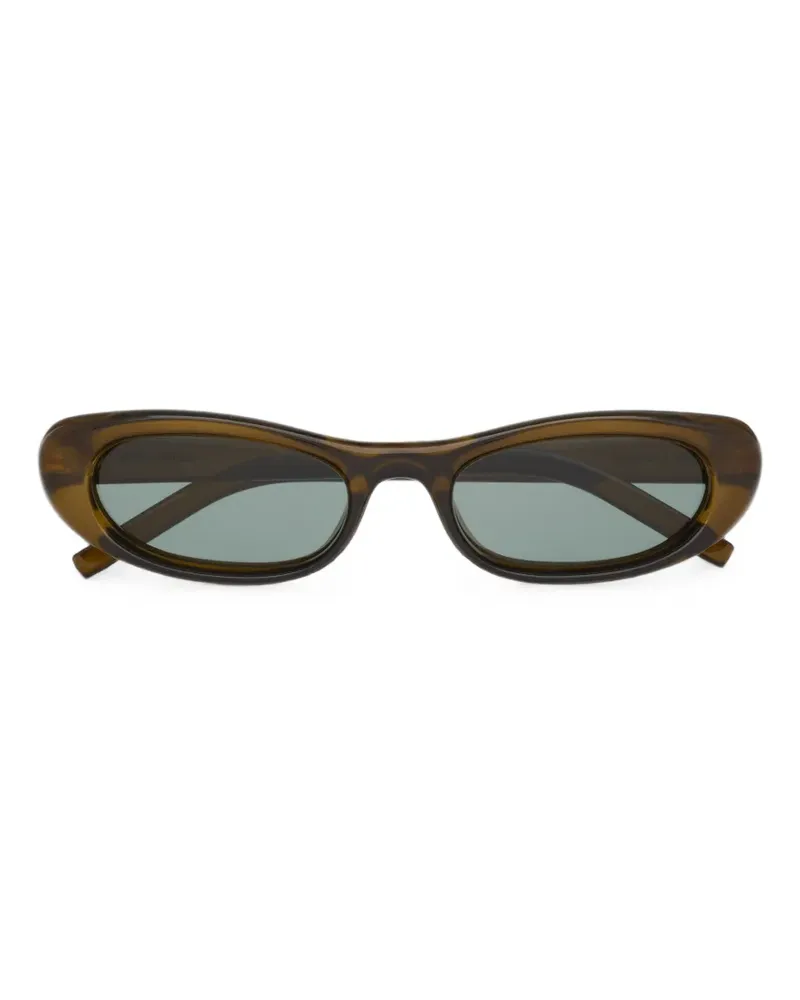 Saint Laurent Sonnenbrille mit ovalem Gestell - Braun Braun