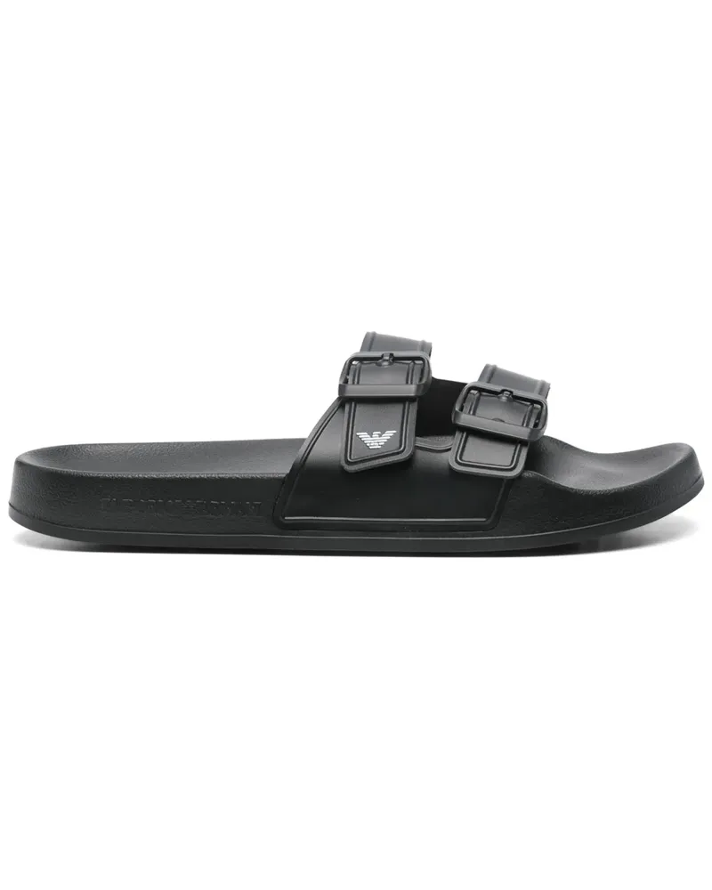 Emporio Armani Pantoletten mit Logo-Print - Schwarz Schwarz