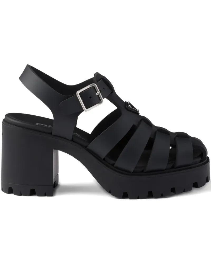 Prada 90mm metal buckle platform sandals - Schwarz Schwarz