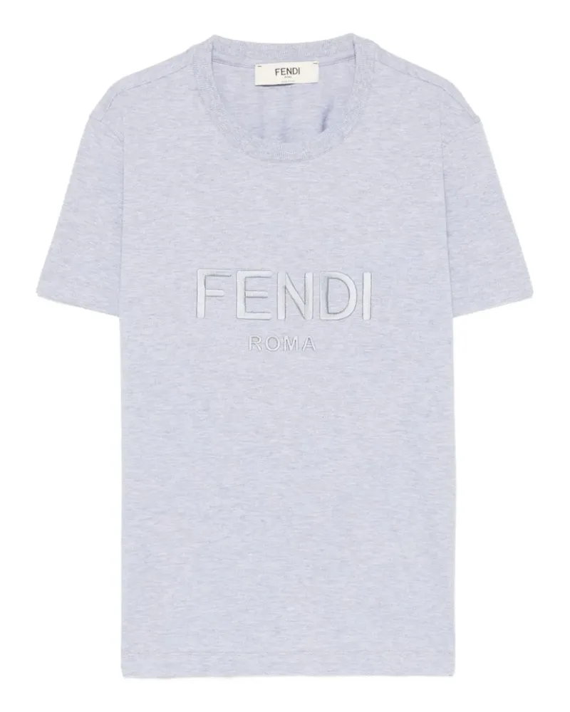 Fendi T-Shirt mit Logo-Stickerei - Grau Grau