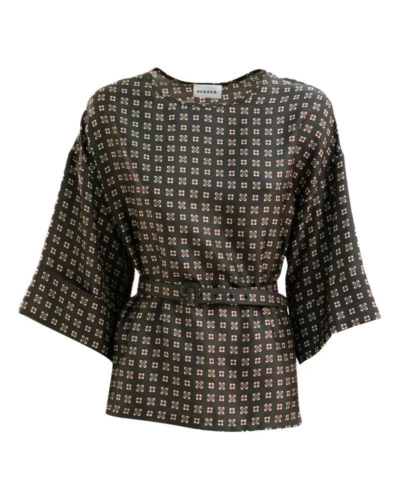P.A.R.O.S.H. P.A.R.O H. Top mit geometrischem Muster - Schwarz Schwarz
