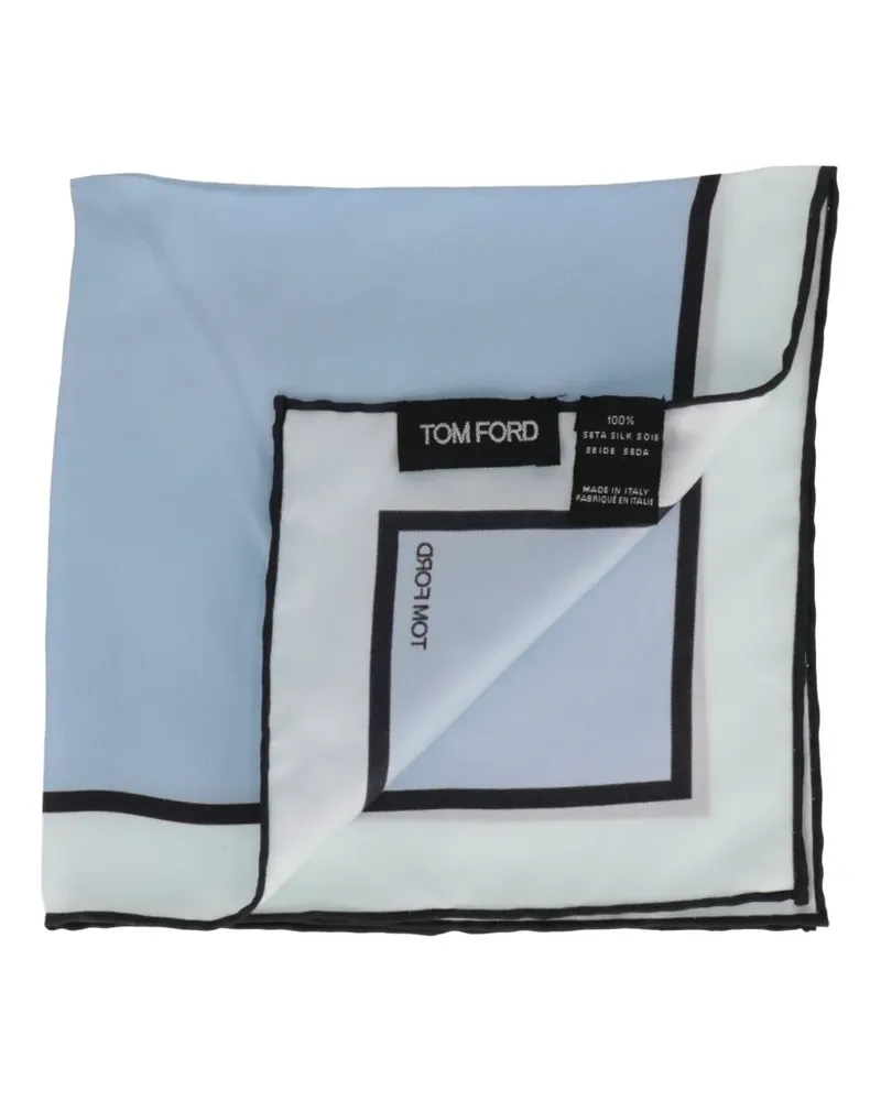 Tom Ford logo-detail contrast-border pocket square - Blau Blau