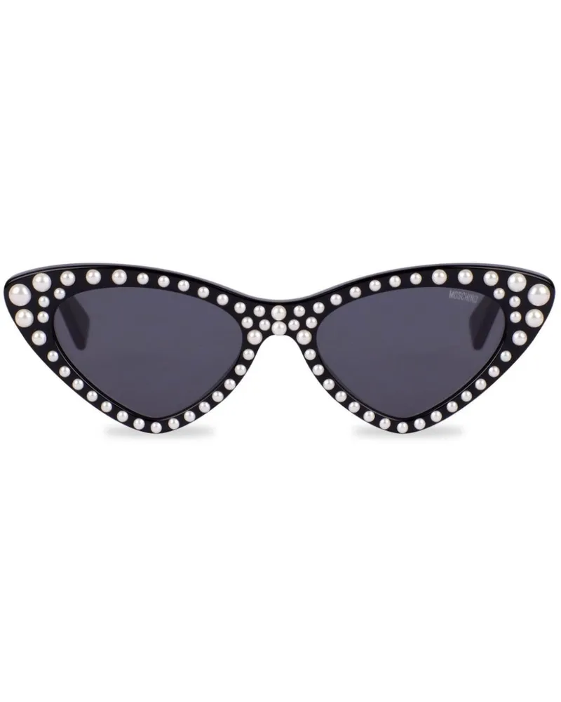 Moschino Cat-Eye-Sonnenbrille mit Zierperlen Schwarz