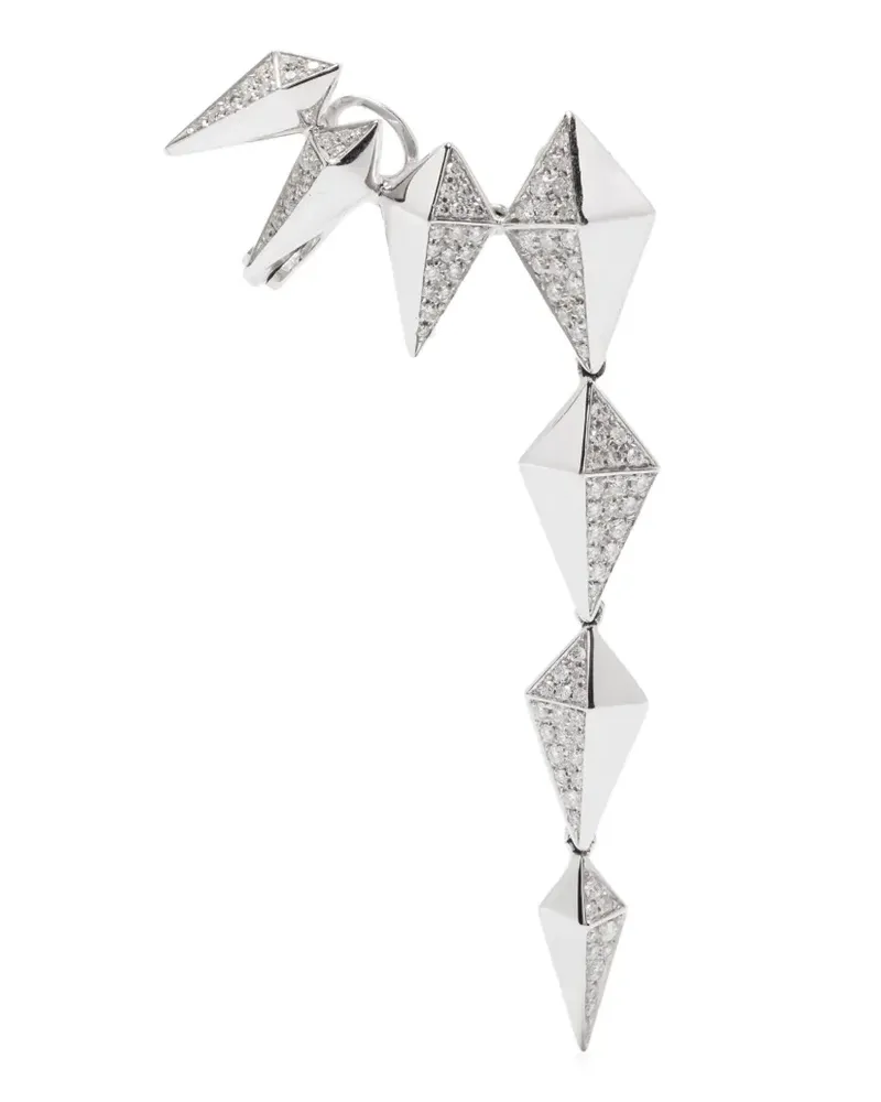 ANAPSARA Einzelner geometrischer 18kt Weißgoldohrring mit Diamant - Silber Silber