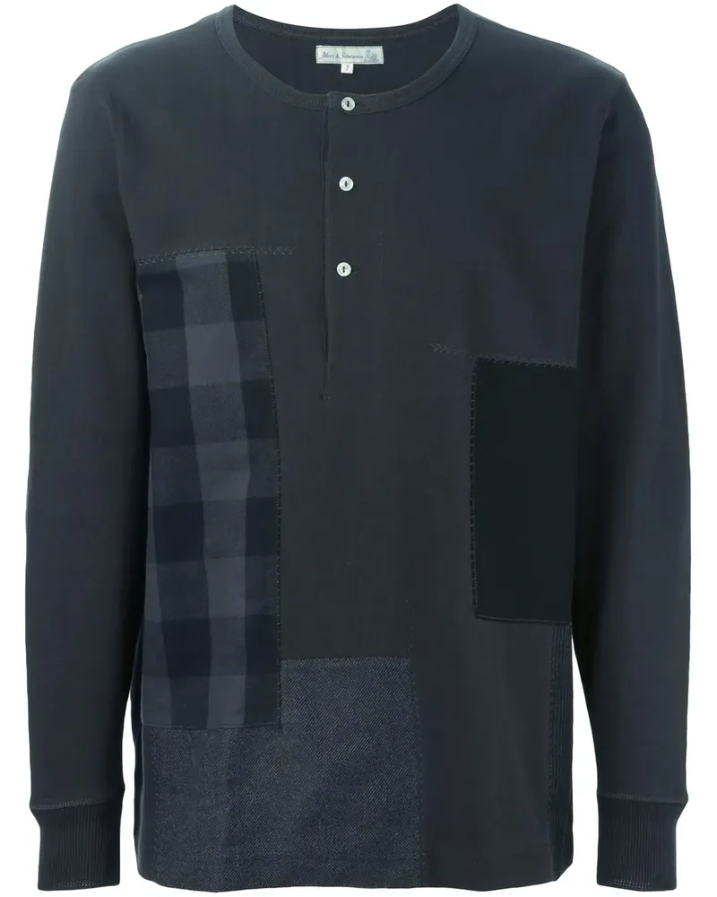 Junya Watanabe Henley-Oberteil mit Patchwork-Design - Schwarz Schwarz