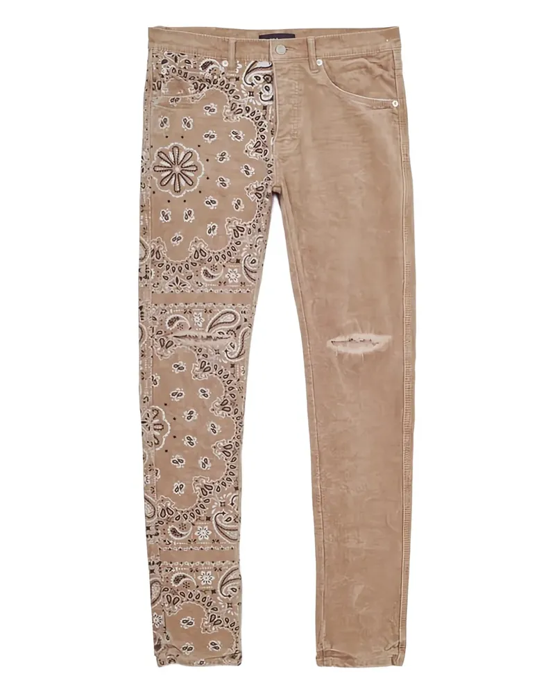 PURPLE BRAND Cordhose mit Bandana-Print - Nude Nude
