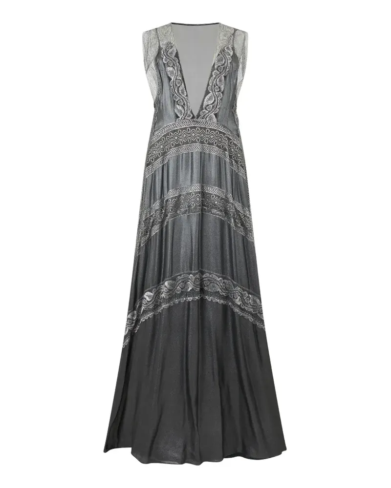 Alberta Ferretti Besticktes Maxikleid - Grau Grau