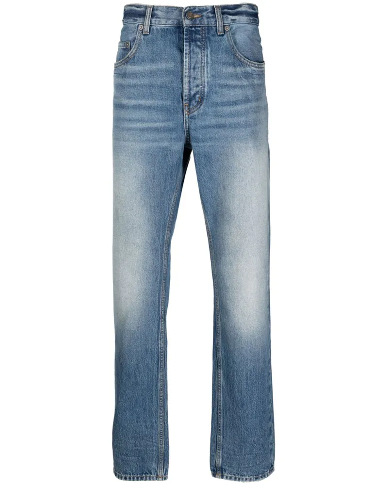 Saint Laurent Halbhohe Straight-Leg-Jeans - Blau Blau
