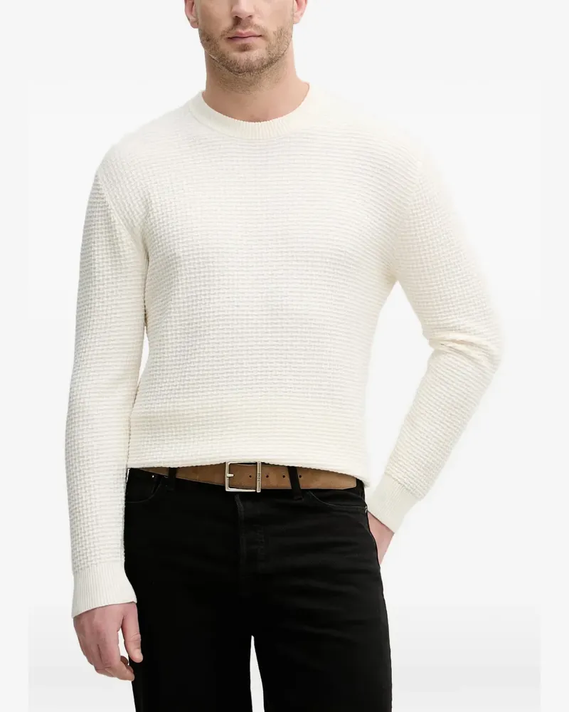 Sisley waffle-knit crew-neck sweater - Weiß Weiß