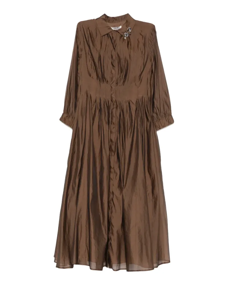 Max Mara Kristallverziertes Kleid mit Falten - Braun Braun