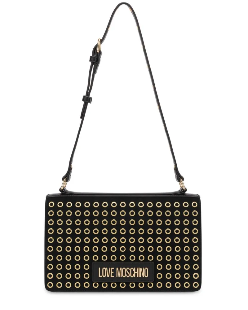 Moschino Schultertasche mit Ösen - Schwarz Schwarz