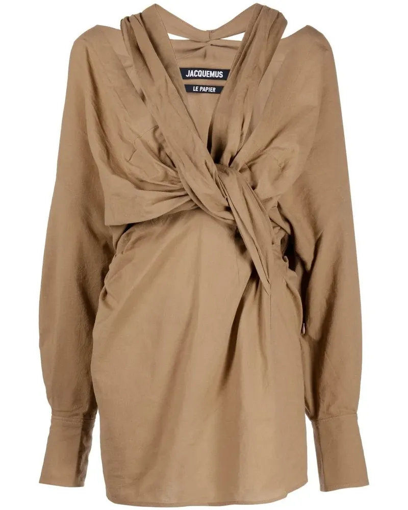 Jacquemus Hemdkleid mit Knotendetail - Nude Nude