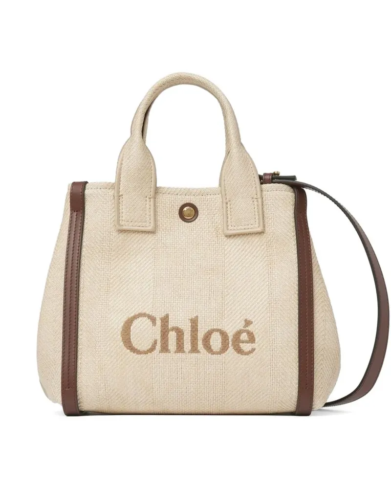 Chloé logo-embroidered carry tote bag - Nude Nude