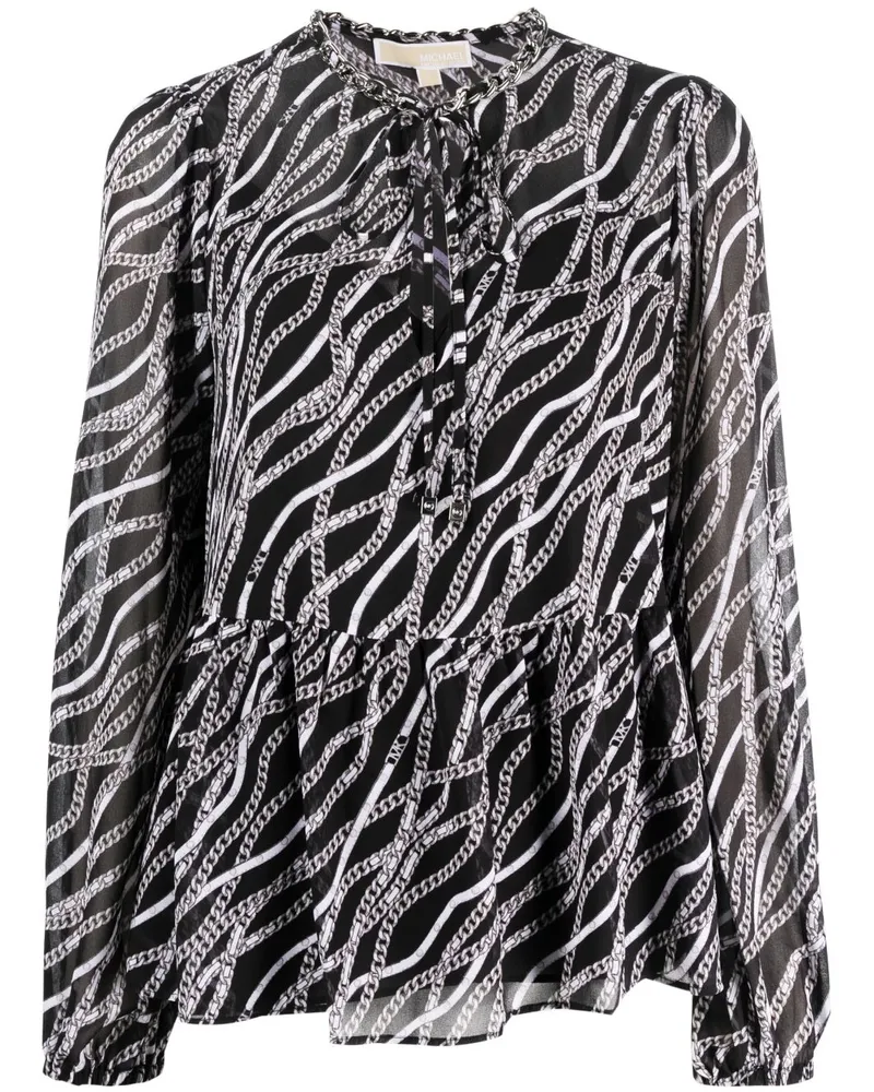 Michael Kors Bluse mit Ketten-Print - Schwarz Schwarz