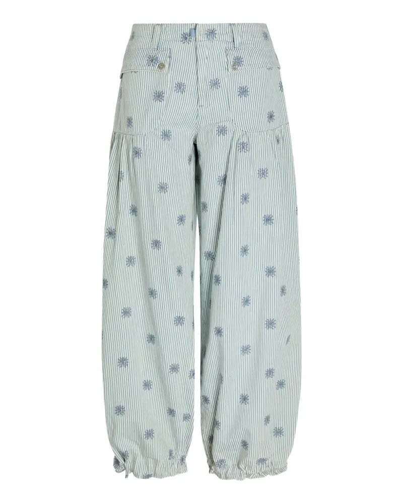 Free People Lotus striped embroidered-motif jeans - Weiß Weiß